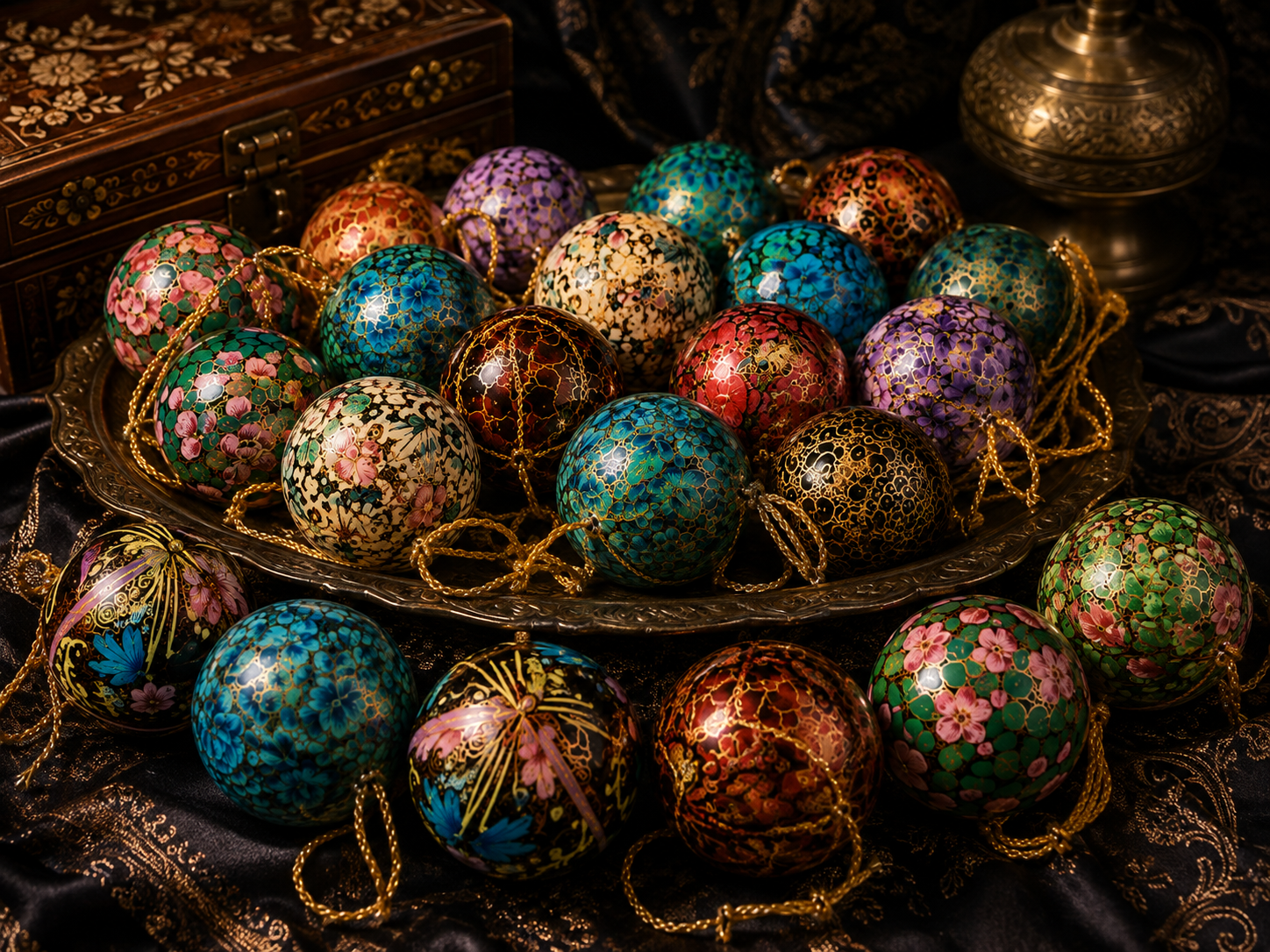Set of 10 assorted ornaments, Biodegradable Ornaments, Paper Mache Ornaments, Hand painted Christmas Baubles,Handmade Christmas Ornaments, Ecofriendly Christmas Gift Set